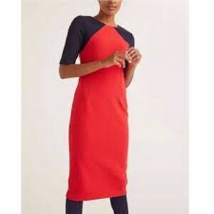 NWT women’s BODEN red & blue block color Poppy Ottoman midi Dress size 4L
